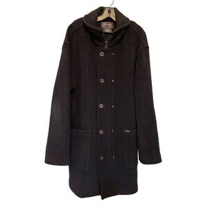 Luxurious Faconnable Black Wool Peacoat Size L Winter Essential Designer Mens Ou